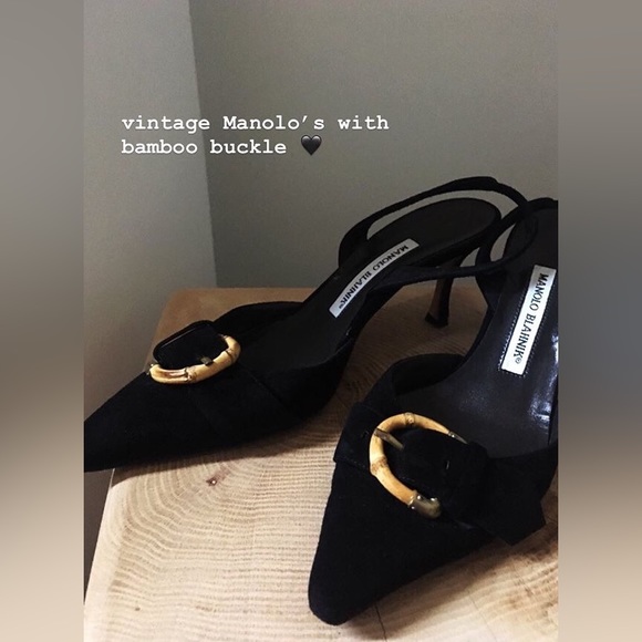 Vintage Manolo Blahnik Suede Buckle Pumps black